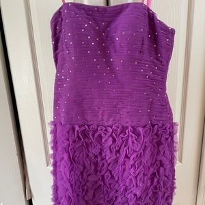 Purple strapless dress with sequins